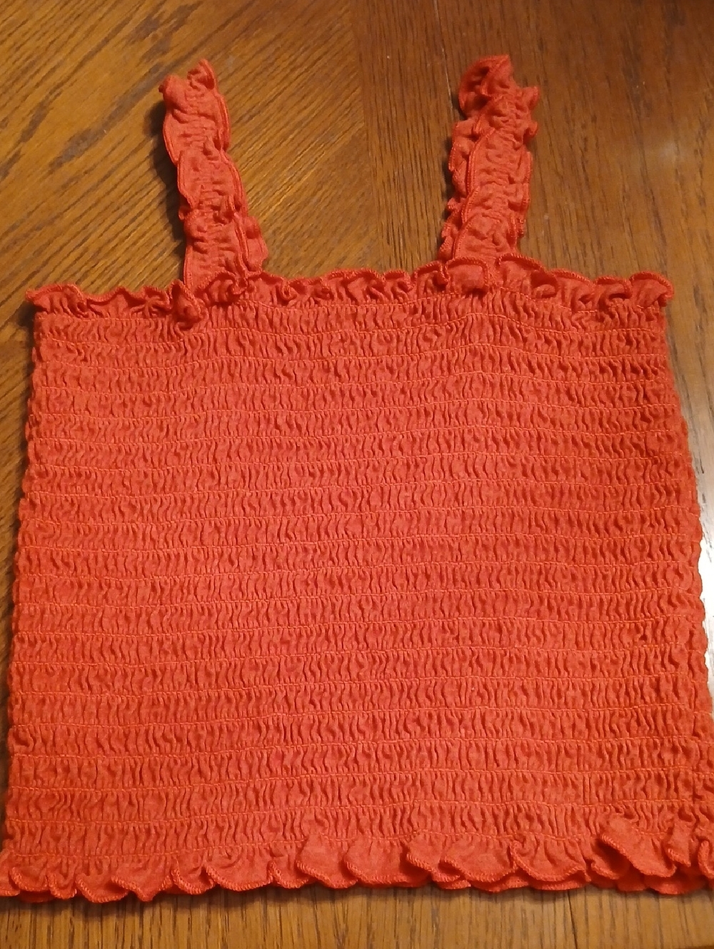 art class Red Smocked Ruffle Strap Tank Top M (7/8)